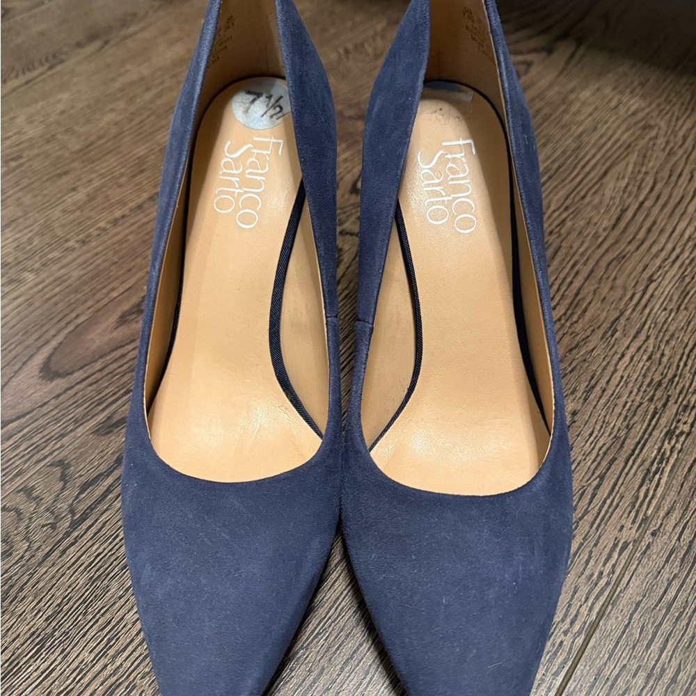 Franco Sarto Blue Heels Elegant Suede Pumps